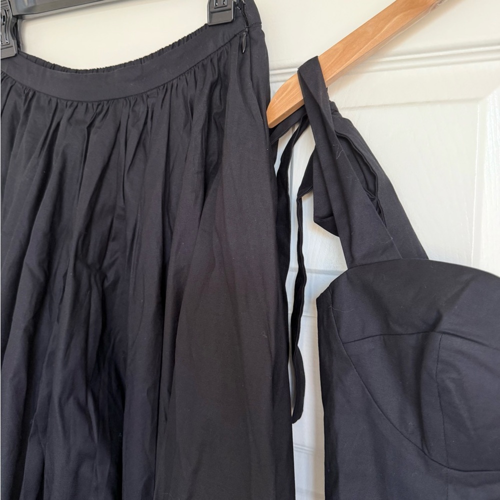 NWT Reformation Magnolia Two Piece Skirt Set Midi Skirt And Top Size 8 Black - Picture 7 of 8